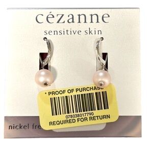 Cezanne Faux Pink Pearl Earrings Nickel Free Sensitive Skin Lever Dangle NWT